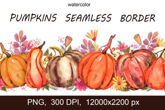 Autumn Harvest Pumpkin Border for Fall Designs