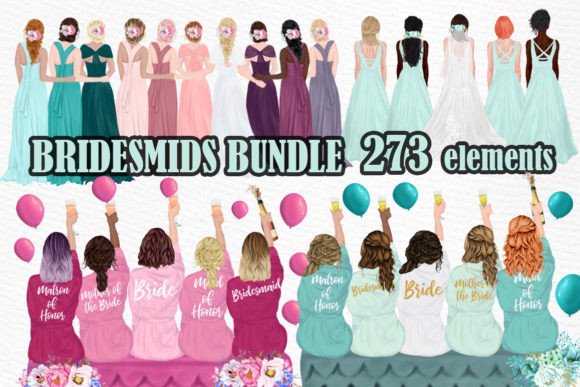 Design Your Dream Wedding: The Bridesmaid Bundle Clipart Collection