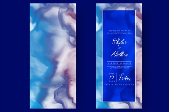 Elegant Blue Marble Stone Texture Wedding Menu Design