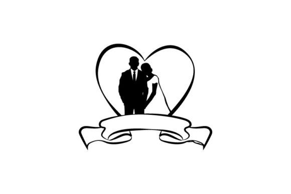 Elegant Bride & Groom Wedding Silhouette Couple for Your Projects