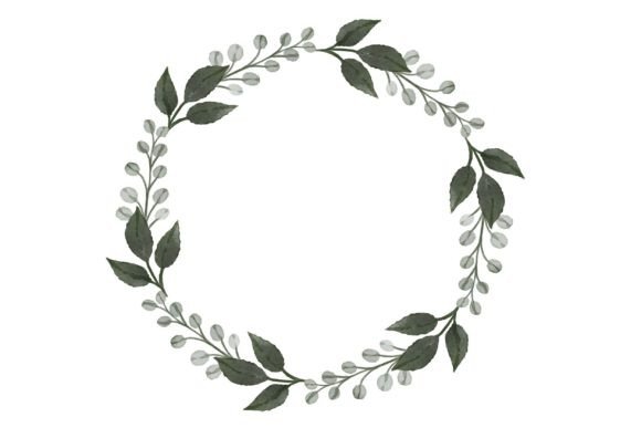 Elegant Leaves Wreath Watercolor for Wedding & Craft Projects