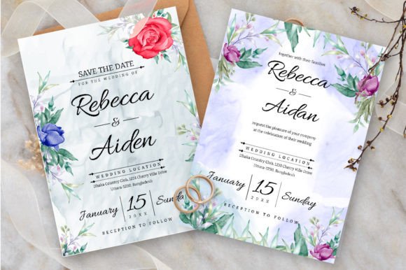 Elegant Watercolor Florals: A Wedding Invitation Suite