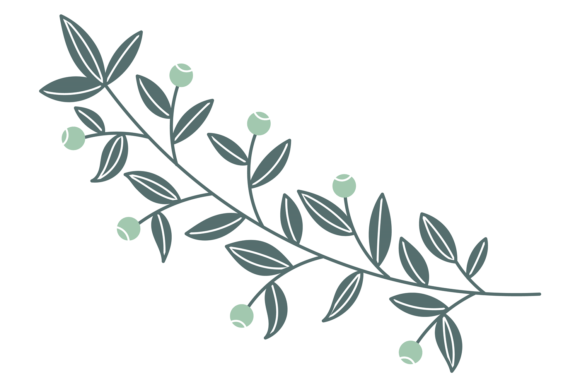 Herbal Branch Wedding Decor Element: Botanical Design Assets
