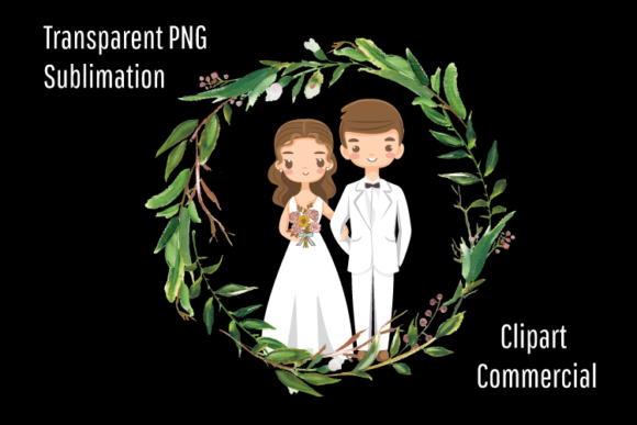 Wedding Couple Cartoon Mascot Clipart for Creative Projects